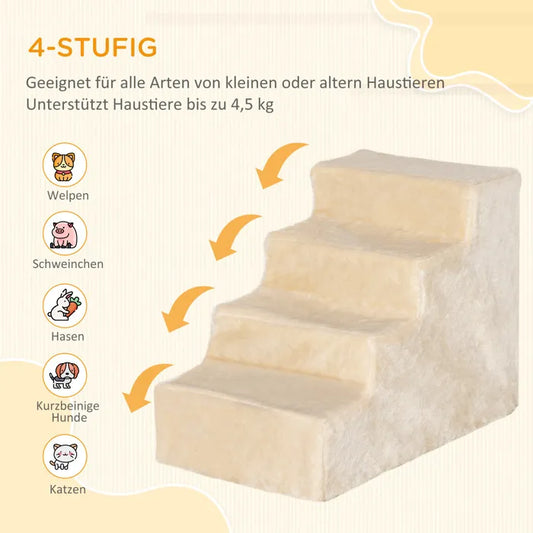 4-Step Pet Stairs with Removable Cover