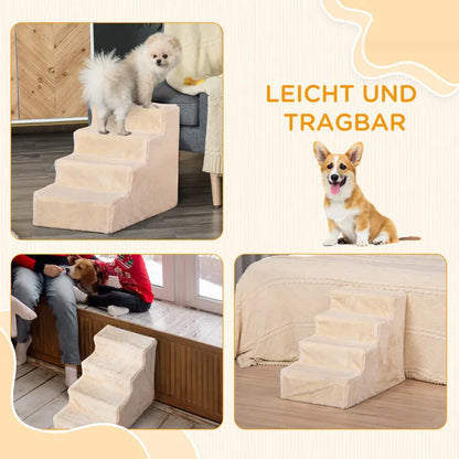 4-Step Pet Stairs with Removable Cover